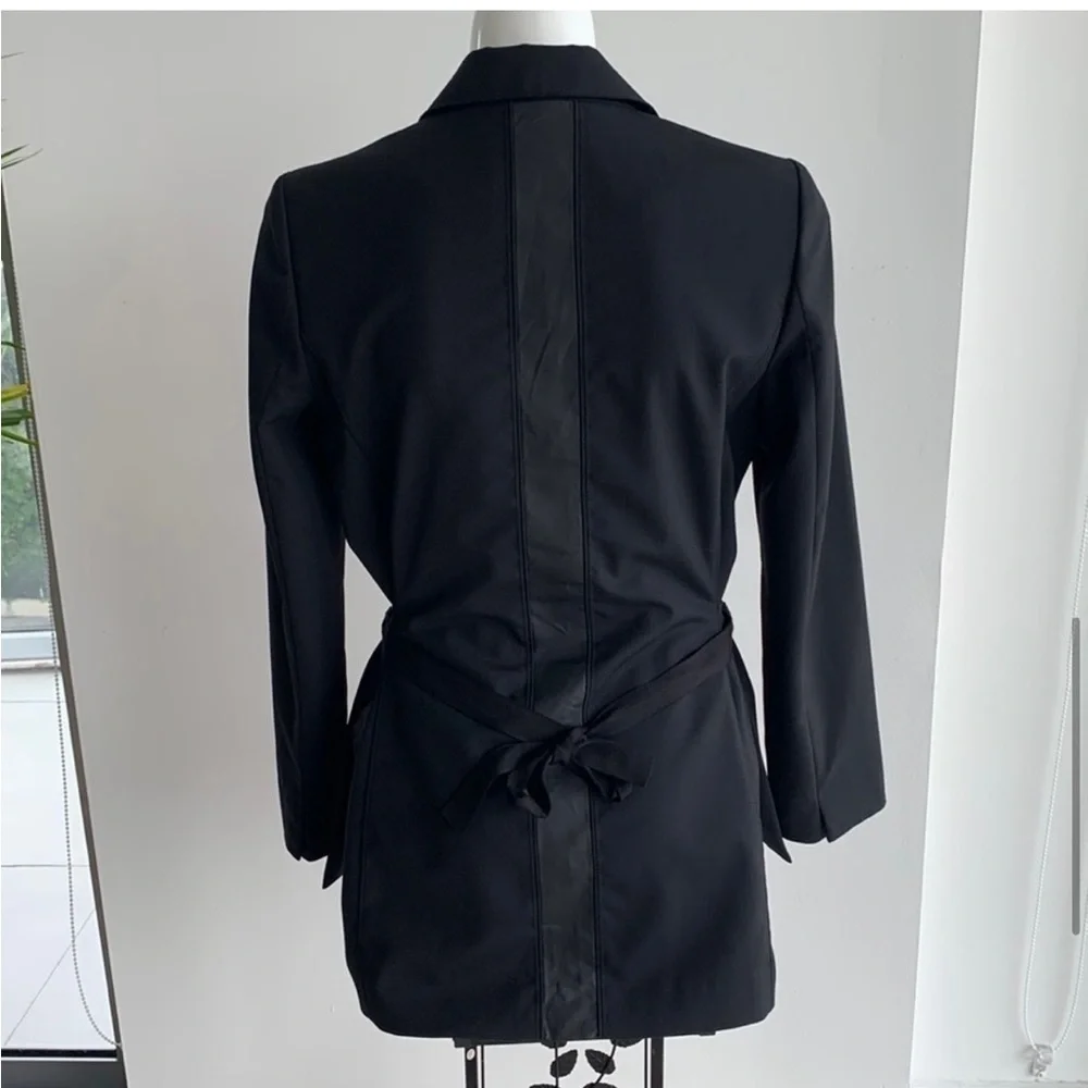 D’deMoo black women’s tuxedo jacket blazer, zipper closure, size S - Picture 9 of 16
